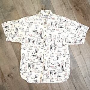 Vintage Columbia Fly Fishing Short Sleeve Button Down Men's Large